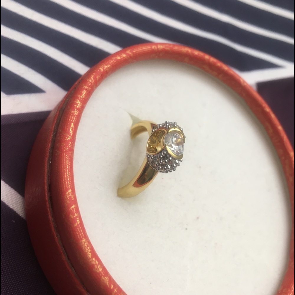 925 Silver Gold Plated Zirconia Ring Size 7